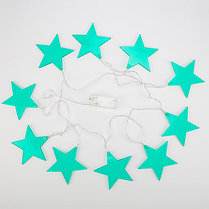Гирлянда светодиодная «Звездопад» бирюзовая 10 LED, 2,25 м, прозрачныйПВХ, белый цвет свечения, 2 х АА, фото 2
