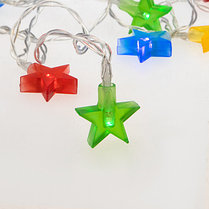 Гирлянда светодиодная «Звездочки» 1.5 м, 10 LED, прозрачный ПВХ, цвет свечения мультиколор, 2 х АА, фото 3