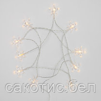 Гирлянда светодиодная «Звездочки» 1.5 м, 10 LED, прозрачный ПВХ, цвет свечения теплый белый, 2 х АА, фото 2
