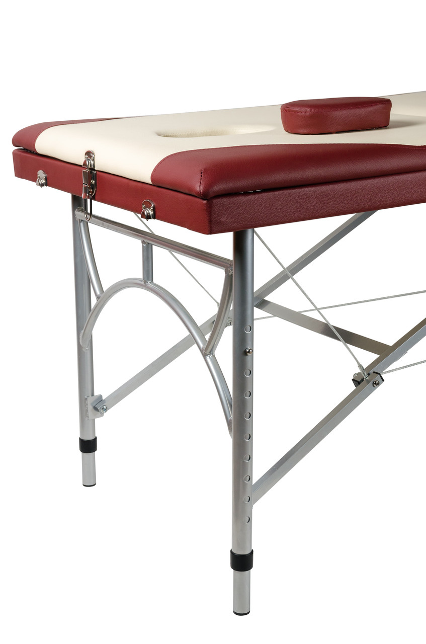 Массажный стол Atlas sport 3-секц алюминиевый STRONG (195x70) Бежевый-бургунди - фото 9 - id-p192490306