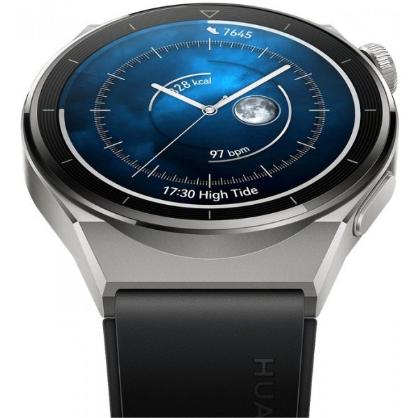 Умные часы Huawei Watch GT 3 Pro Titanium 46 мм (ODN-B19S) Серый / Черный каучуковый ремешок - фото 2 - id-p192491703