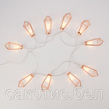 Гирлянда светодиодная «Кристаллы» бронзовые 10 LED, 1,5 м, прозрачный ПВХ, теплый белый свет свечения, 2 х АА - фото 3 - id-p192493785