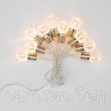 Гирлянда светодиодная «Лампочки» 10 LED, 1.5 м, прозрачный ПВХ, теплый белый цвет свечения, 2 х АА - фото 7 - id-p192494068