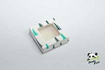 Коробка с прозрачным окном 100х100х30 Елки зелено-салатовые (белое дно)