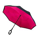 Зонт-трость "RU-6", 107 см, черный, розовый, фото 2