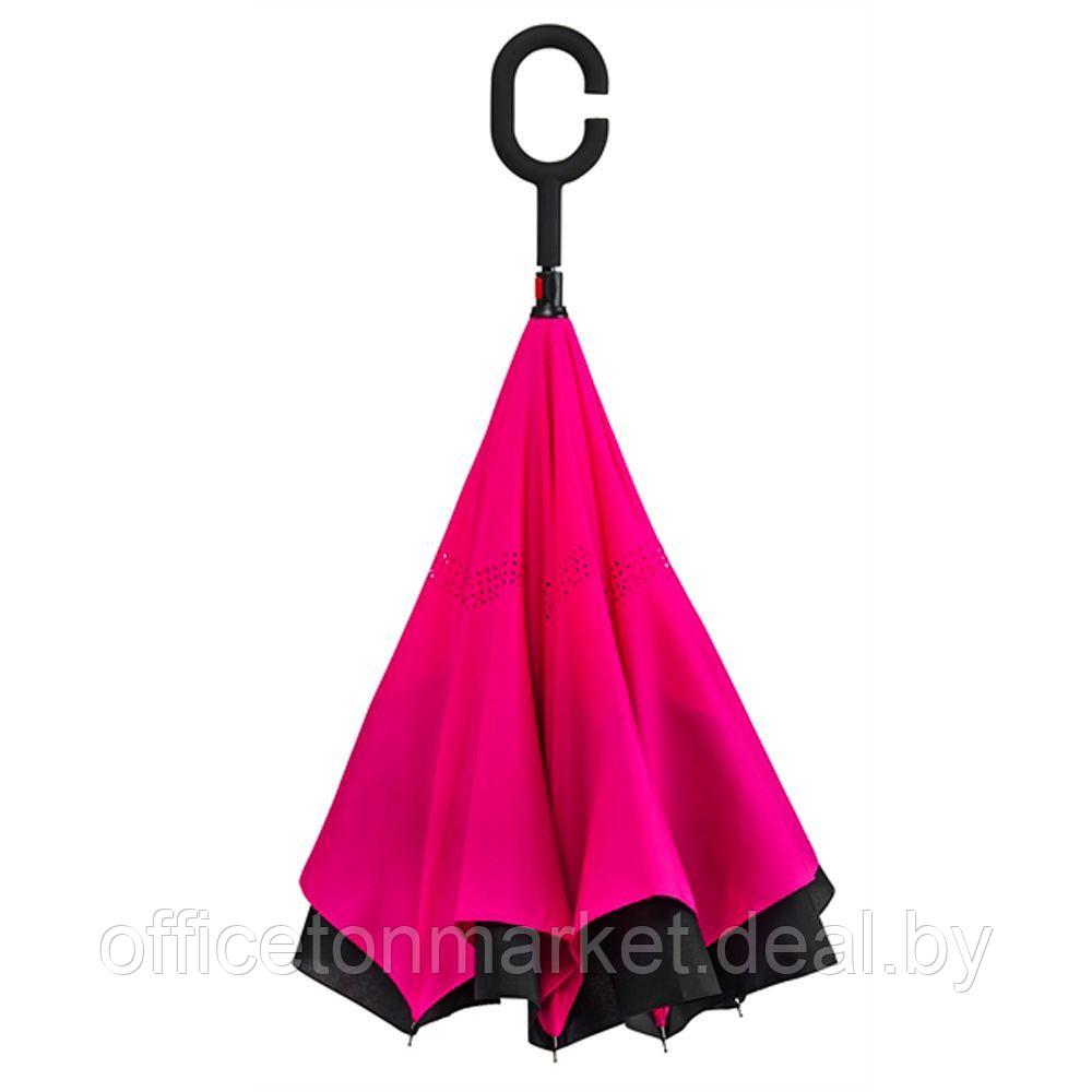 Зонт-трость "RU-6", 107 см, черный, розовый - фото 4 - id-p192083888