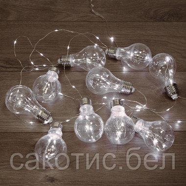 Гирлянда светодиодная «Ретро-лампы» 3 м, белое свечение, батарейки 3хАА - фото 1 - id-p192494879