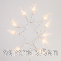 Гирлянда светодиодная «Сосульки» 1.5 м, 10 LED, прозрачный ПВХ, цвет свечения теплый белый, 2 х АА, фото 3