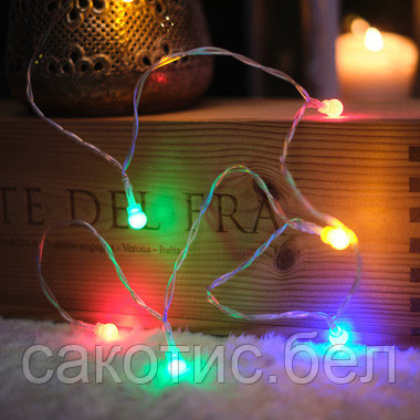 Гирлянда светодиодная «Шарики» 1.5 м, 10 LED, прозрачный ПВХ, цвет свечения мультиколор, 2 х АА - фото 2 - id-p192495049