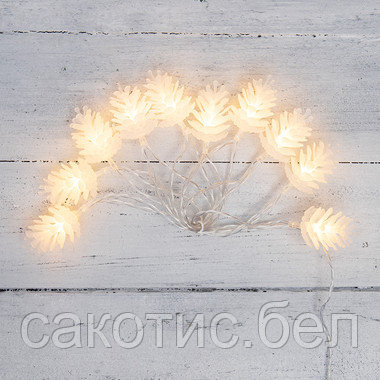 Гирлянда светодиодная «Шишки» 1.5 м, 10 LED, прозрачный ПВХ, цвет свечения теплый белый, 2 х АА, фото 2