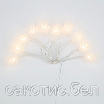 Гирлянда светодиодная «Шишки» 1.5 м, 10 LED, прозрачный ПВХ, цвет свечения теплый белый, 2 х АА, фото 3