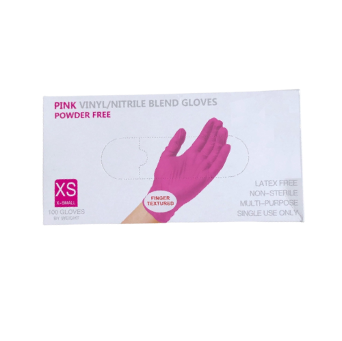 Перчатки Винило-нитриловые XS Розовый 50пар/100шт