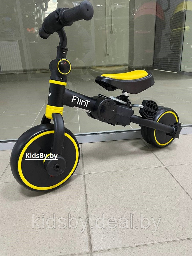 Детский беговел-велосипед Bubago Flint BG-F-3 (черный/желтый) без родительской ручки Трансформер, складной - фото 1 - id-p185027062