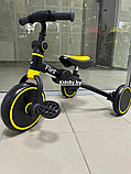 Детский беговел-велосипед Bubago Flint BG-F-3 (черный/желтый) без родительской ручки Трансформер, складной, фото 3
