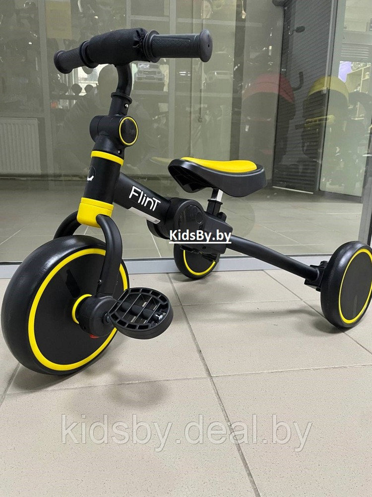 Детский беговел-велосипед Bubago Flint BG-F-3 (черный/желтый) без родительской ручки Трансформер, складной - фото 3 - id-p185027062