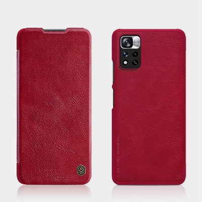 Кожаный чехол Nillkin Qin Leather Case Красный для Xiaomi Redmi Note 11s - фото 4 - id-p192509555