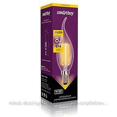 Светодиодная (LED) FIL Свеча на ветру Лампа : Smartbuy-C37-8W/3000/E14 (SBL-C37FCan-8-30K-E14); cтрана
