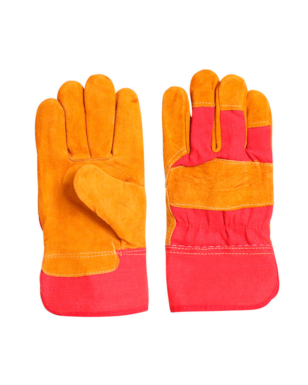 Перчатки спилковые комбинированные желтые с красным (тип "РЛ") - фото 1 - id-p127415674