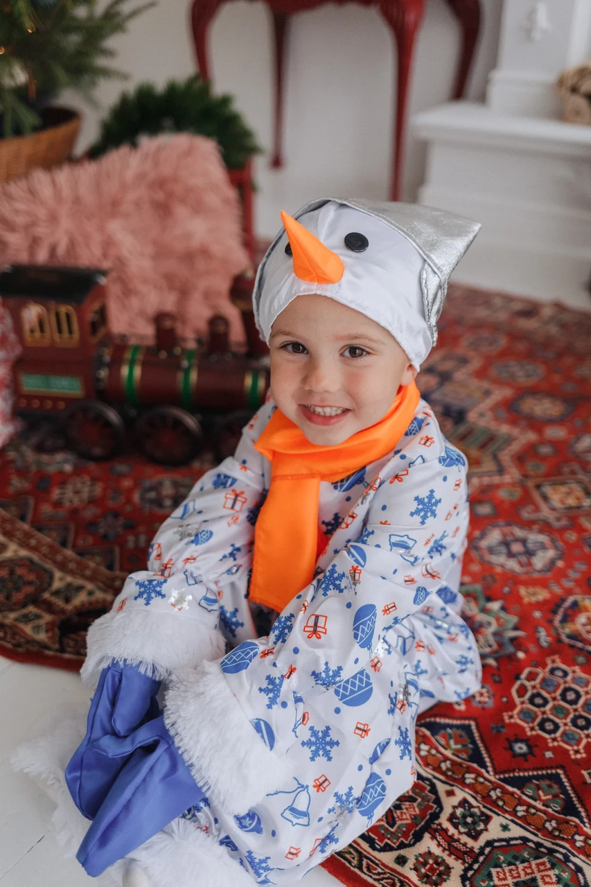 Детский карнавальный костюм Снеговик Снежок Пуговка 1037 к-18 - фото 3 - id-p156067044