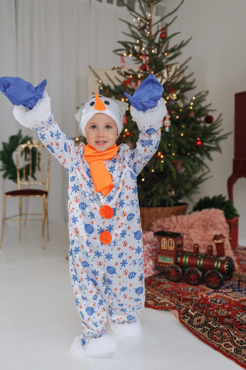 Детский карнавальный костюм Снеговик Снежок Пуговка 1037 к-18 - фото 5 - id-p156067044