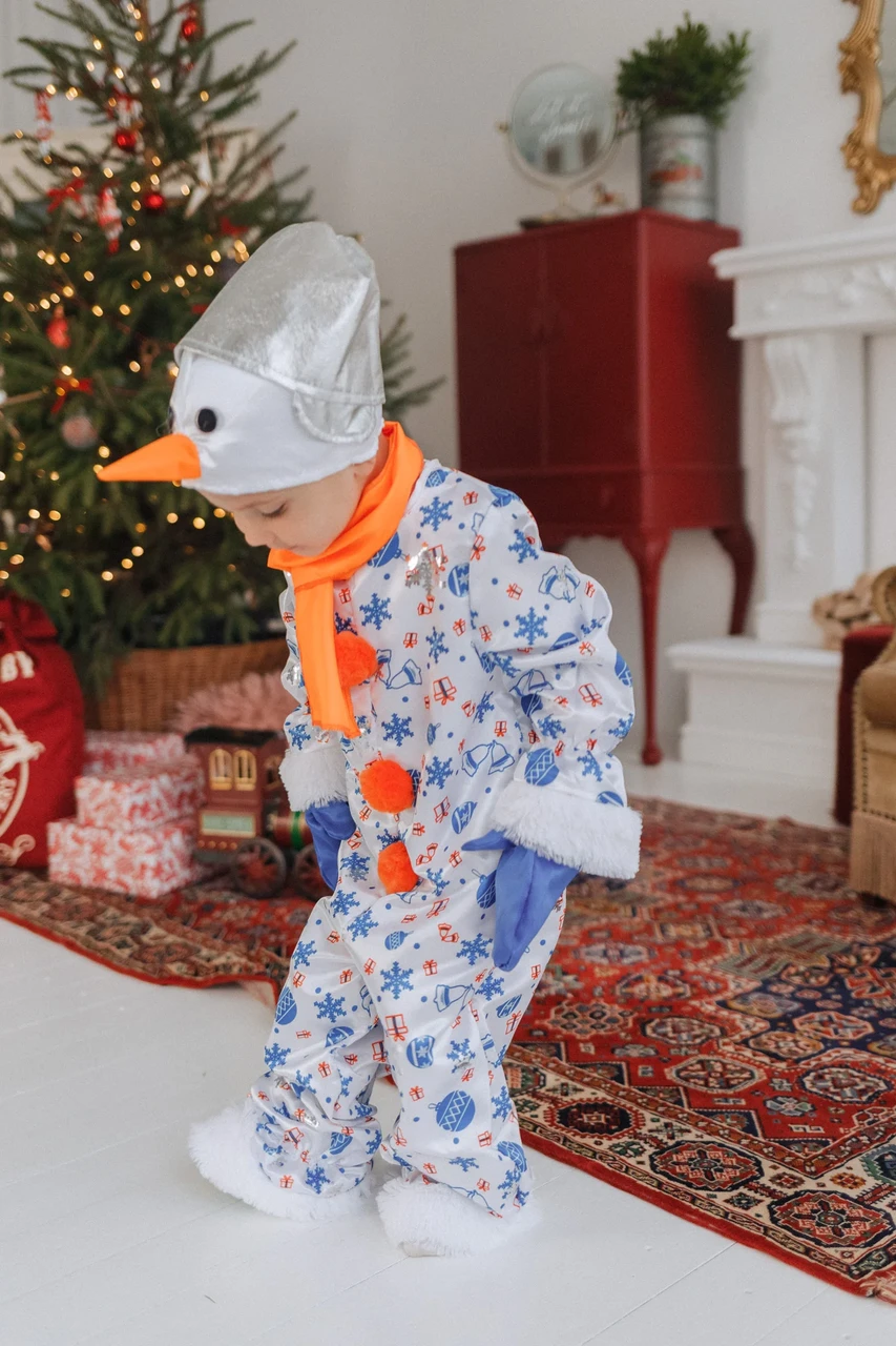 Детский карнавальный костюм Снеговик Снежок Пуговка 1037 к-18 - фото 4 - id-p156067044
