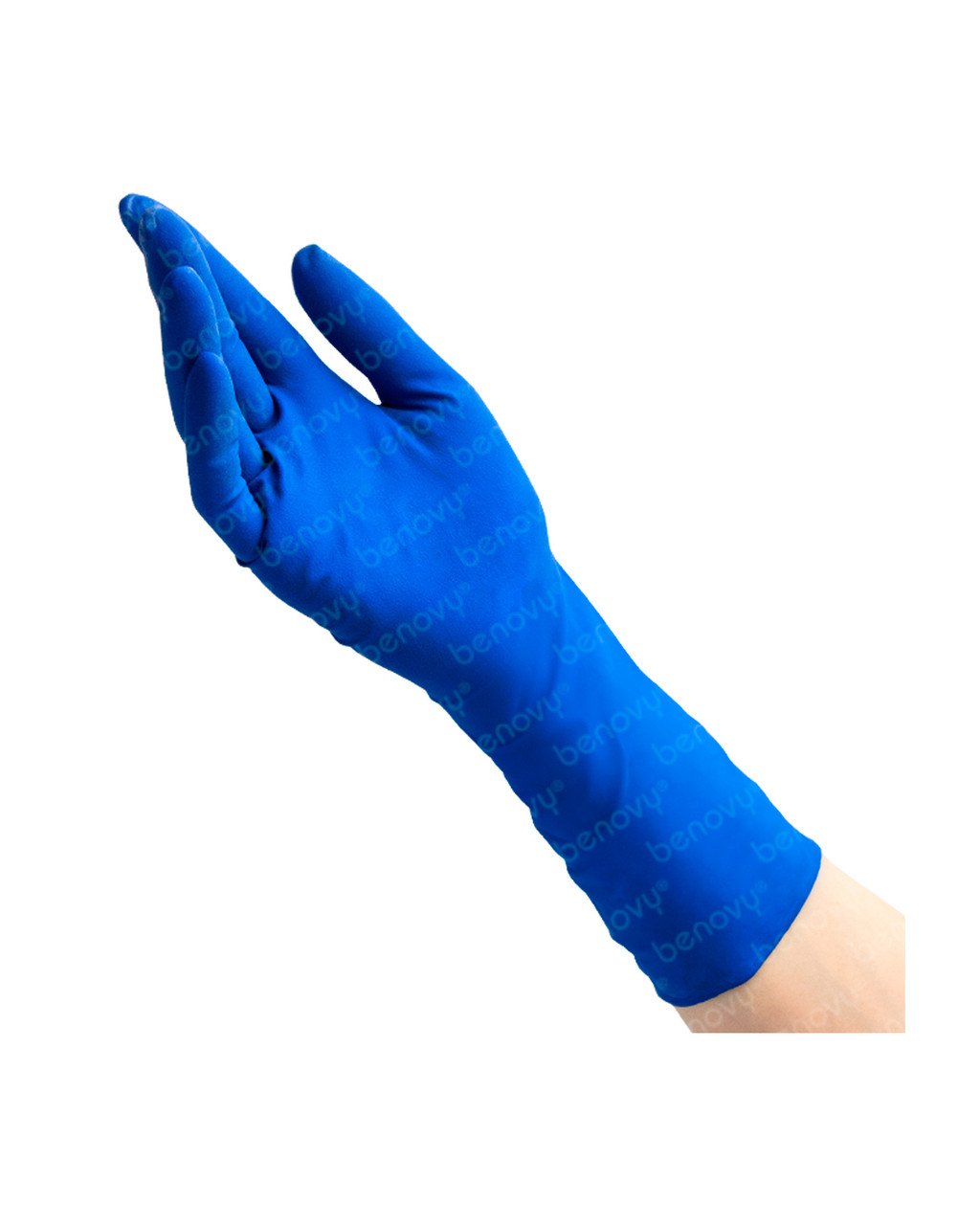 Перчатки одноразовые Benovy латексные повышенной плотности синие (25 пар) - фото 2 - id-p192514148
