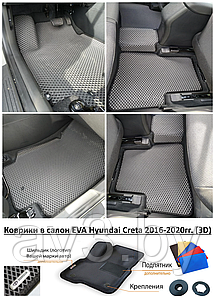 Коврики в салон EVA Hyundai Creta 2016-2020гг. (3D) / Хендай Крета / @av3_eva