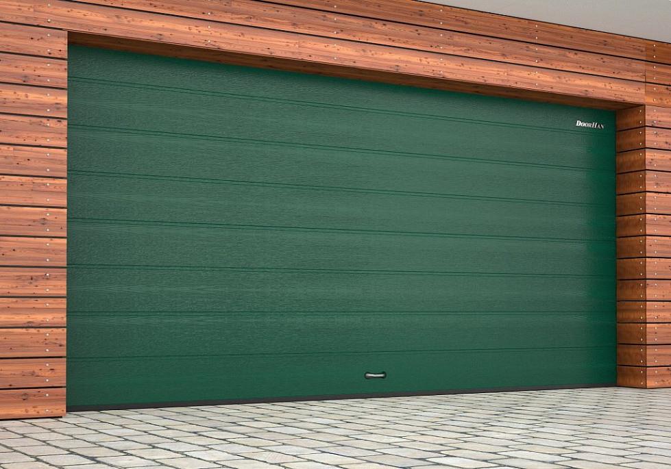 Гаражные секционные (бытовые) ворота Без привода, Зелёный (RAL 6005) - фото 2 - id-p174036190