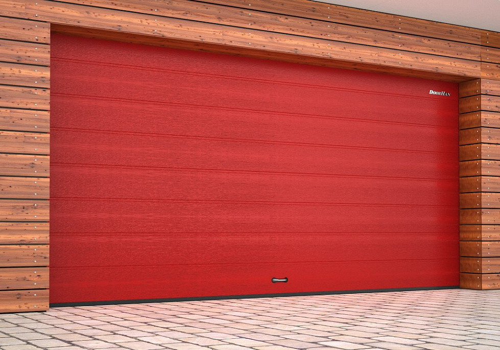 Гаражные секционные (бытовые) ворота Без привода, Красный (RAL 3000) - фото 2 - id-p174036193