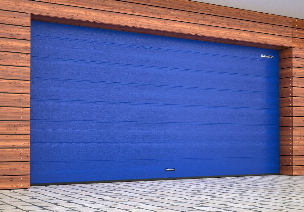 Гаражные секционные (бытовые) ворота С приводом, Синий (RAL 5005) - фото 2 - id-p174036204