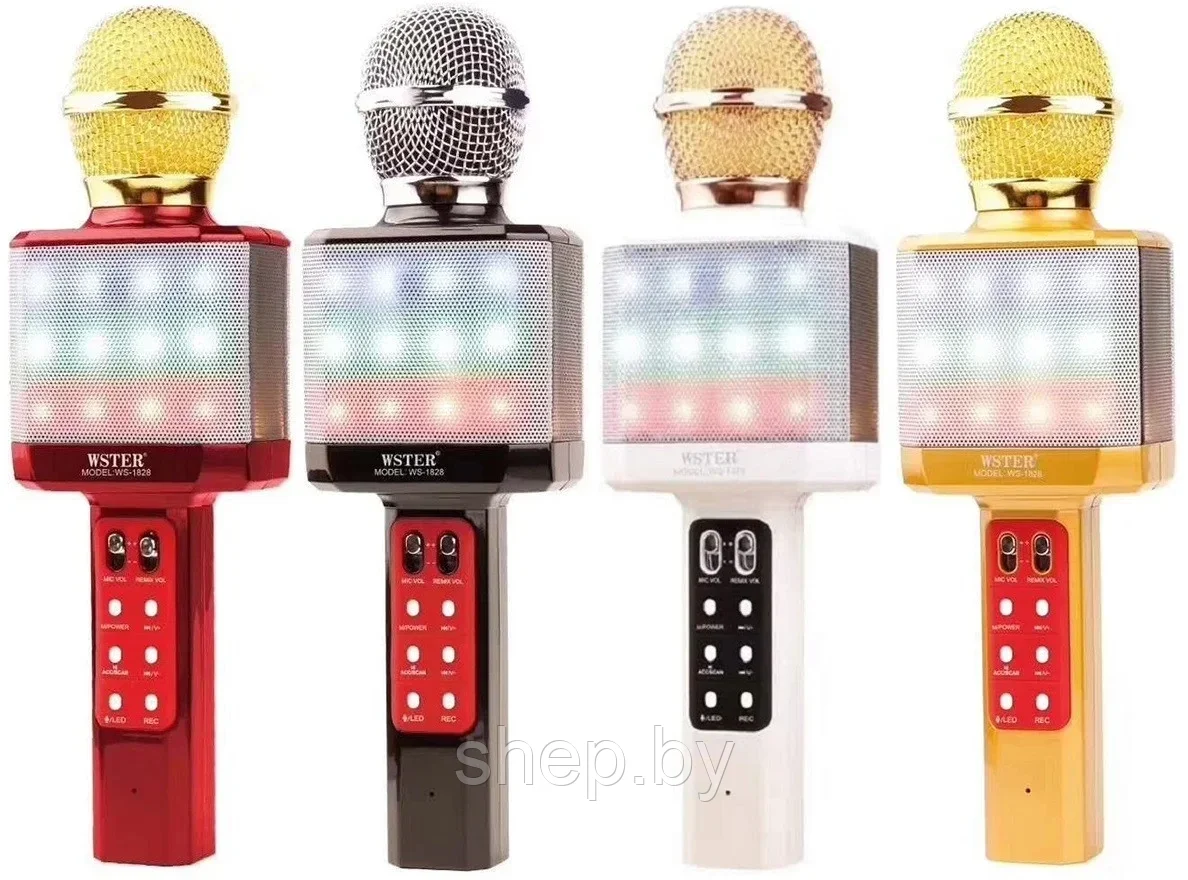 Беспроводной караоке микрофон Wster WS-1828 (ОРИГИНАЛ) Цвет : красный,золотой,черный,белый - фото 1 - id-p192571731