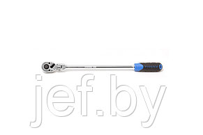 Трещотка реверсивная удлиненная шарнирная с резиновой ручкой 1/4" L-300м 72 зуба FORSAGE F-802218L, фото 2
