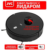 Робот пылесос вай фай с лидаром док-станцией пультом лазерной навигацией для ковров JVC JH-VR520 черный