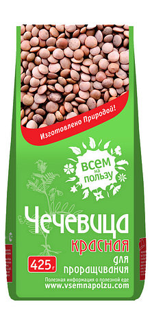 Зерно д/проращ. Чечевица красная,"Всем на пользу", 425гр., фото 2