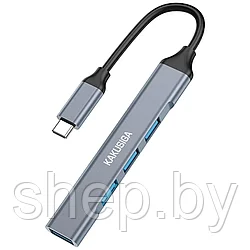 Металлический Type-C - Xaб-конвертер Kakusiga KSC-752 4 in 1   Type-C на 1 USB 3.0 и 3 USB 2.0   цвет: черный