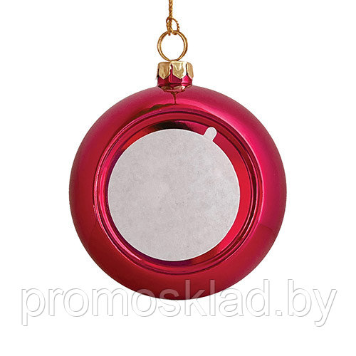 Шар елочный пластик красный (со вставкой для сублимации D51мм) D80мм