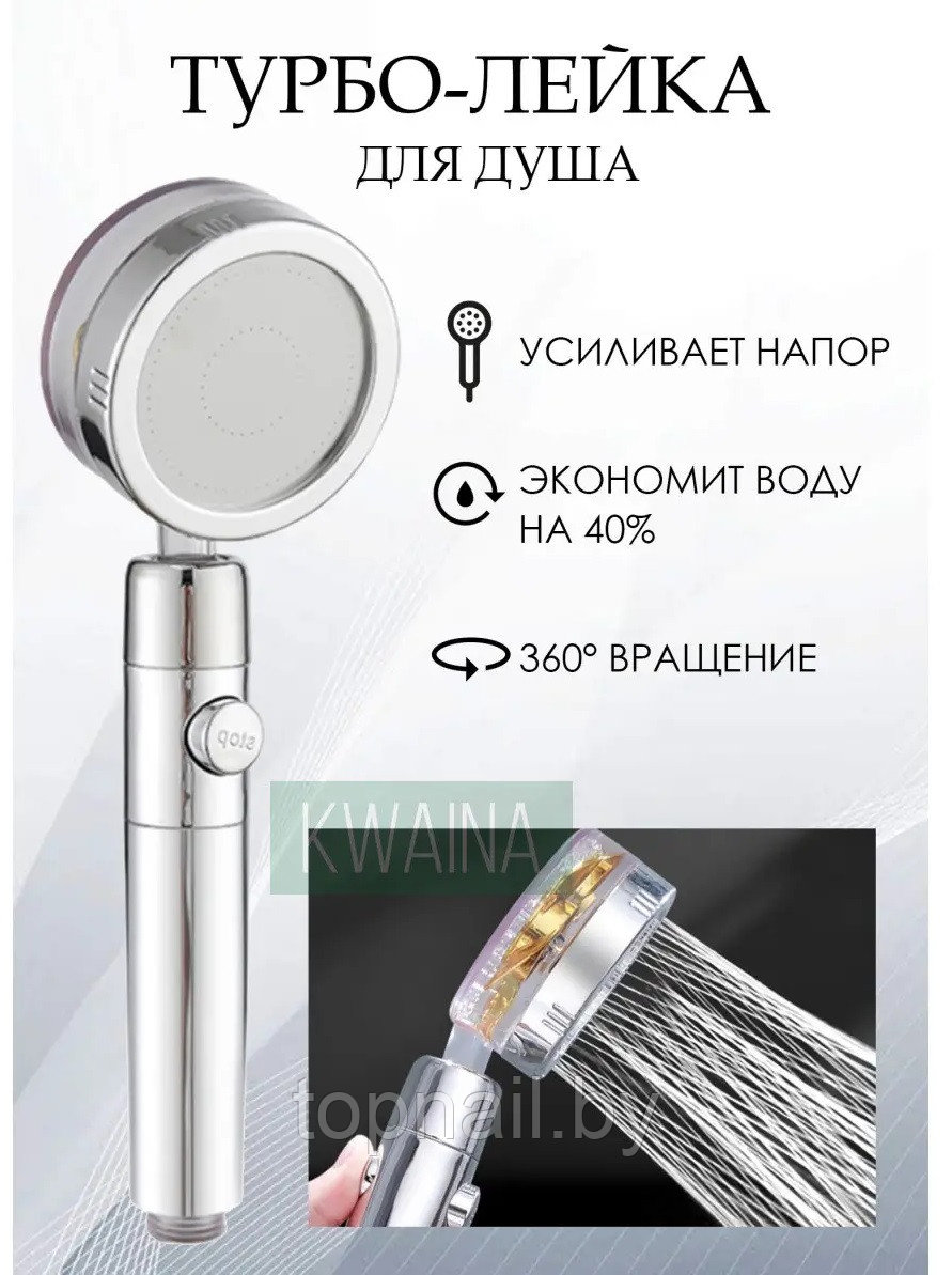 Водосберегающая турболейка для душа с вентилятором Turbocharged Shower Head - фото 1 - id-p192612318