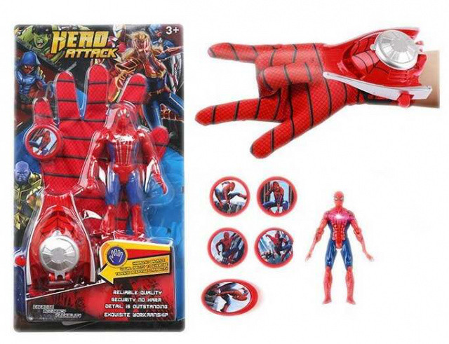 Перчатка Человека паука с фишками и фигуркой