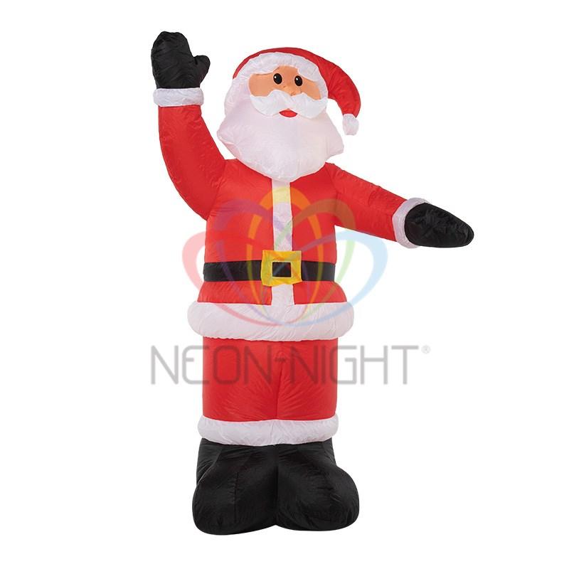 3D фигура надувная "Дед Мороз приветствует", размер 240 см, внутренняя подсветка 5 ламп, компрессор с адаптер