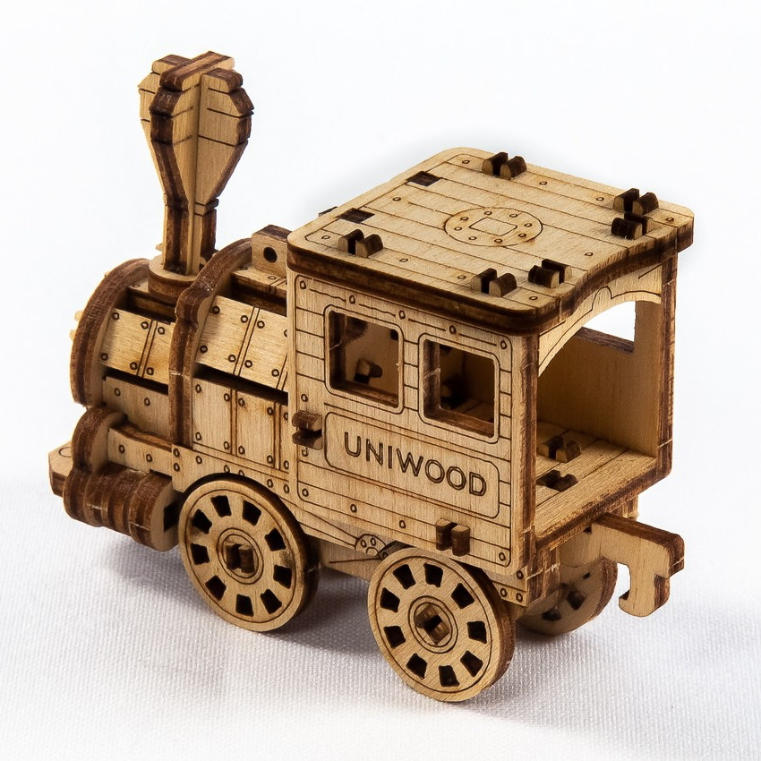 Набор деревянных конструкторов (сборка без клея) UNIT Поезд 6 в 1 UNIWOOD - фото 5 - id-p192620776