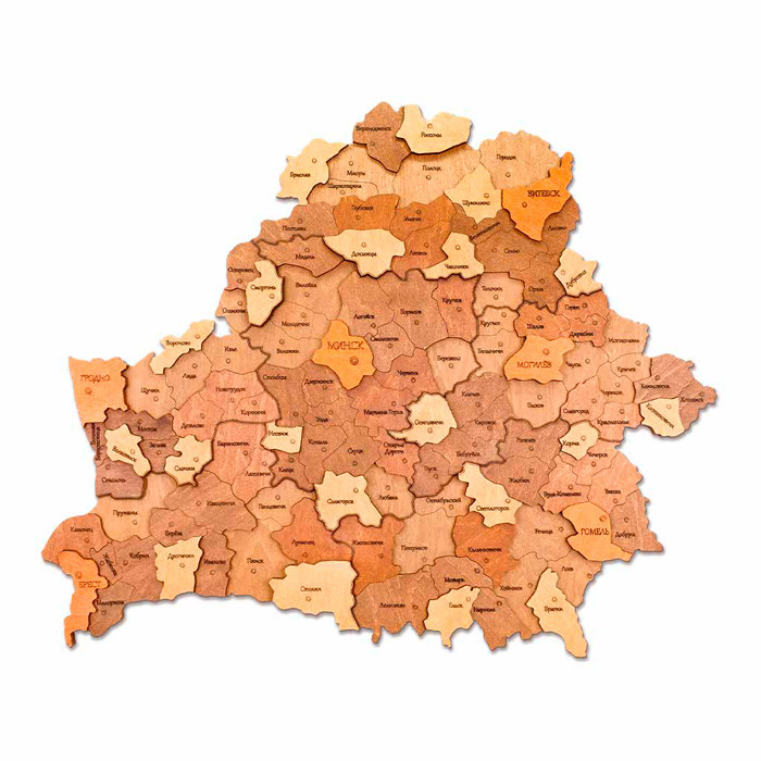 Карта Беларуси. Деревянный пазл EWA на стену (RU)