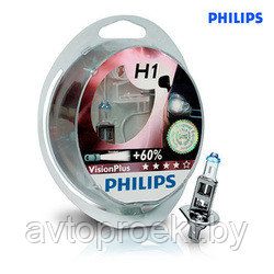 Галогенные лампы Philips H1 VisionPlus + 60% (2 шт.) - фото 1 - id-p24914616