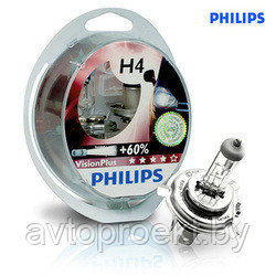 Галогенные лампы Philips H4 VisionPlus + 60% (2шт.) - фото 1 - id-p24914633