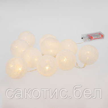 Тайские фонарики «Пломбир» 1.5 м, 10 LED, прозрачный ПВХ, цвет свечения теплый белый, 2 х АА - фото 3 - id-p192639906