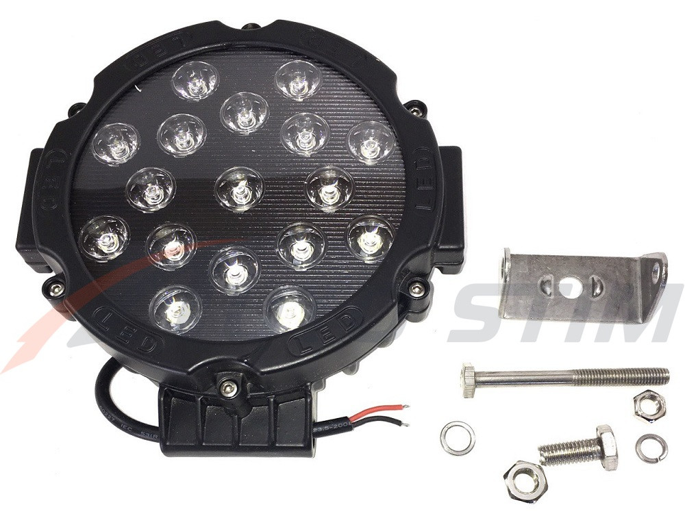 Прожектор круглый 17SMD 51W черный корпус дальний - фото 1 - id-p192639912