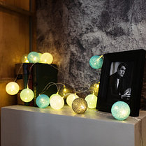 Тайские фонарики «Северное сияние» 3,5 м, прозрачный ПВХ, 20 LED, теплый белый, питание 2 х АА, фото 3