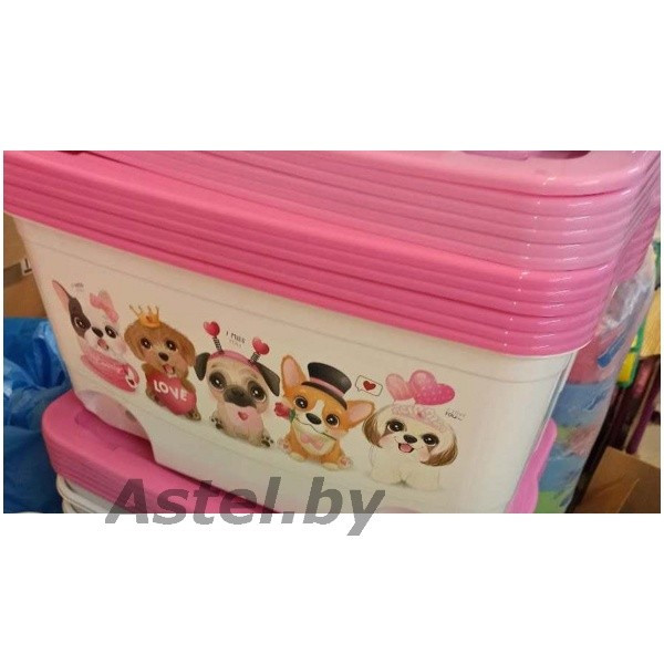 Ящик для игрушек на колесиках Kids Box арт.449 Эльфпласт белый-розовый - фото 2 - id-p192649477