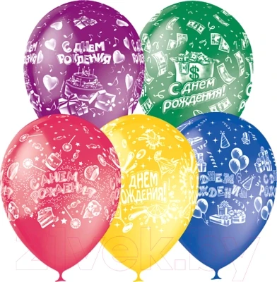 Набор воздушных шаров ПатиБум С Днем Рождения / 4690296041014
