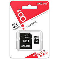 Карта памяти с адаптером SD 8Gb Class 10 micro SDHC SB8GBSDCL10-01 Smartbuy