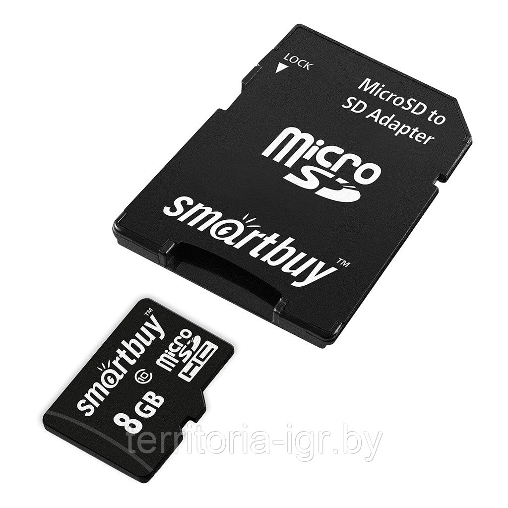Карта памяти с адаптером SD 8Gb Class 10 micro SDHC SB8GBSDCL10-01 Smartbuy - фото 2 - id-p192651417